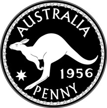 Australia Coin Penny Vintage 1956 Black Design