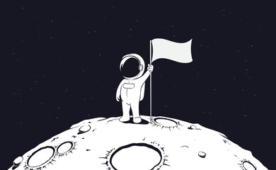 Wall Mural - astronaut set the flag on moon