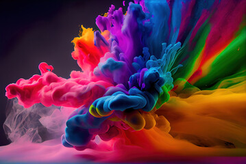 Wall Mural - abstract watercolor background with splashes, colorful paint explosion as header wallpaper backgroun