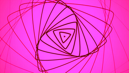 Wall Mural - animation with rotating triangles in spiral. motion. beautiful geometric spiral of triangles on colo