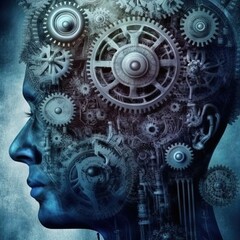 Mind with gears turning. Idea generation. Knowledge. Innovation. 