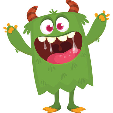Funny cartoon monster character. Halloween design. Vector illustration of alien character