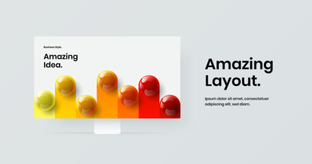 Vivid website screen vector design layout. Unique computer monitor mockup landing page illustration.