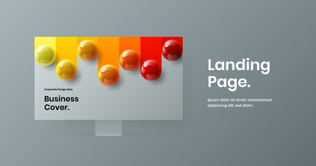 Unique web banner vector design concept. Abstract computer monitor mockup landing page template.