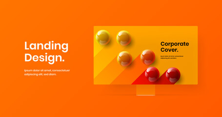 Wall Mural - unique web banner design vector layout. amazing computer display mockup landing page template.