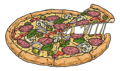 Sticker - Italian pizza colorful vintage sticker