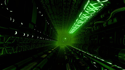 Wall Mural - Green background. Motion.A bright tunnel with light illumination in animation that moves from the inside.