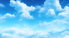 White Fluffy Clouds On Blue Sky