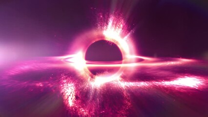 Wall Mural - artistic interstellar supermassive black hole in outer space. astronomy concept 3d animation loop. o
