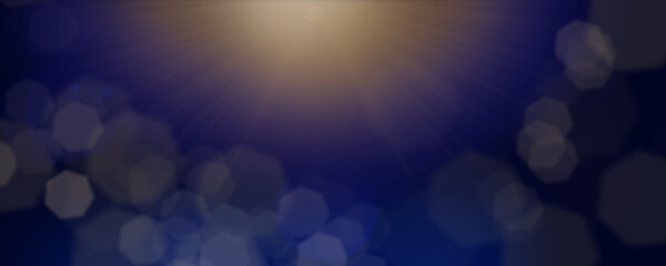 Wall Mural - Abstract gold glitter lights defocused on blue background