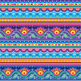 Fototapeta Kuchnia - Pakistani truck art vector seamless textile or wallpaper pattern, Indian Diwali traditional floral design with flowers, leaves and abstract shapes in blue and purple
 