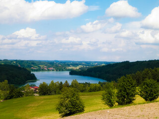 Beautiful view of Ostrzyckie Lake in Wiezyca Region, Poland