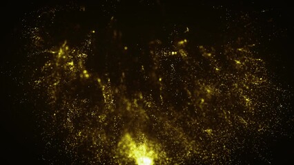 Wall Mural - abstract gold particles rising background/ 4k animation of an abstract 3d rendered background of bur