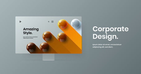 Isolated computer display mockup web banner concept. Modern landing page vector design illustration.