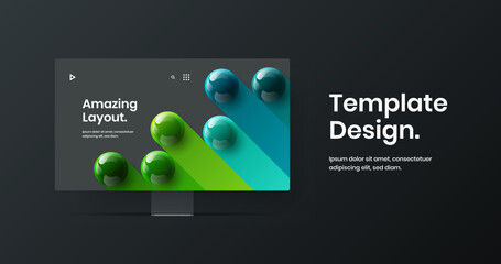 Wall Mural - premium web banner vector design concept. vivid desktop mockup landing page layout.