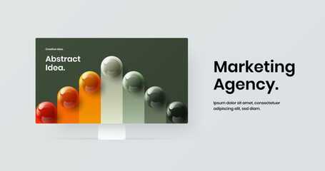 Wall Mural - unique desktop mockup landing page layout. colorful presentation design vector template.