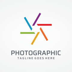 Wall Mural - photography camera logo, lens camera shutter, digital, line, professional, elegant and modern. logo 