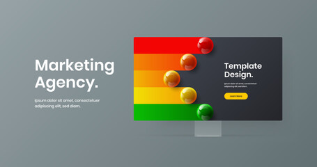 Wall Mural - creative web project design vector template. unique computer monitor mockup landing page concept.