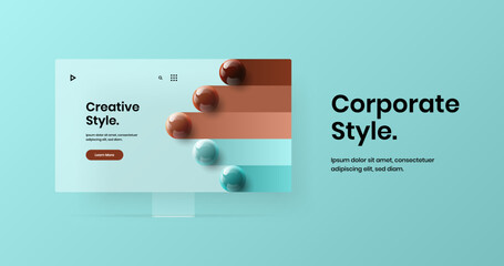 Wall Mural - colorful computer display mockup banner layout. minimalistic website screen design vector template.