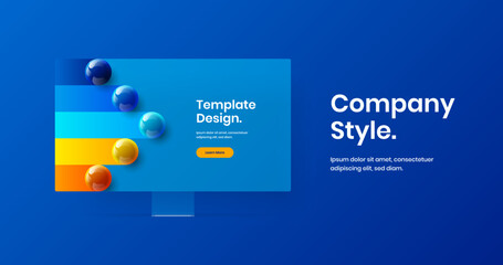 Wall Mural - minimalistic desktop mockup presentation layout. vivid site vector design illustration.