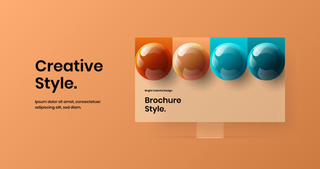 Canvas Print - simple presentation vector design concept. colorful computer monitor mockup web banner illustration.