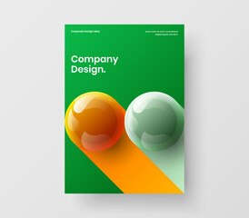 Wall Mural - amazing magazine cover vector design concept. trendy 3d spheres presentation illustration.