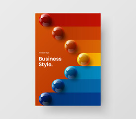 Wall Mural - fresh 3d spheres booklet illustration. geometric postcard a4 design vector template.