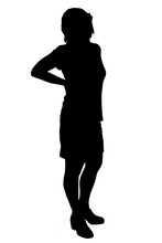 Silhouette Of A  Woman With Pain Back On White