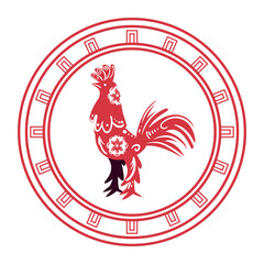 Poster - flat chinese rooster