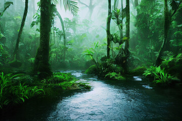 Wall Mural - rain forest nature background