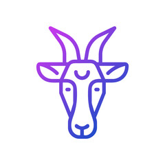 Canvas Print - Goat head pixel perfect gradient linear vector icon. Capricorn zodiac animal. Astrological sign. Domestic mammal. Thin line color symbol. Modern style pictogram. Vector isolated outline drawing