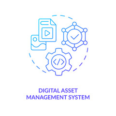 Wall Mural - digital asset management system blue gradient concept icon. business software. enterprise cms. optim