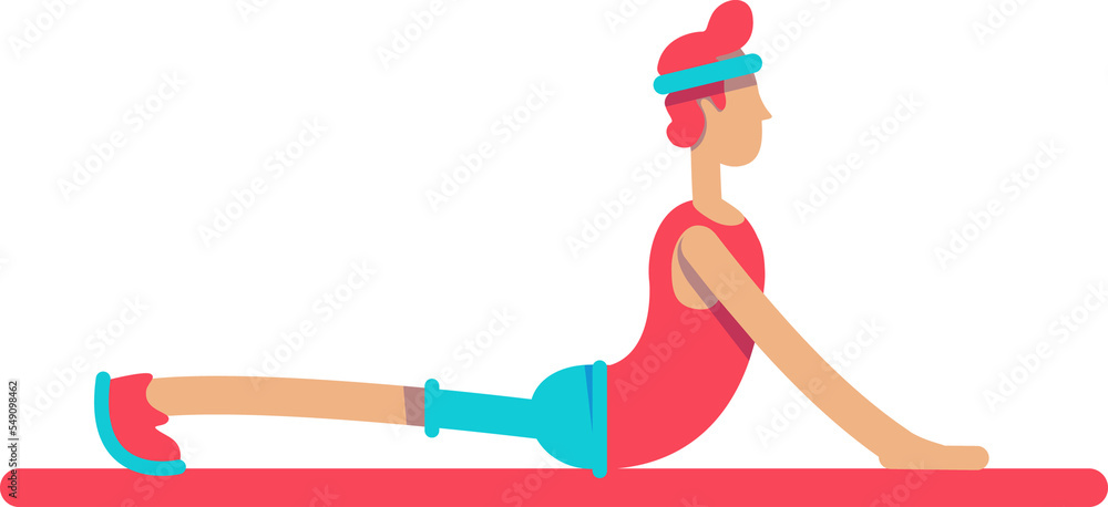 Athletic guy doing aerobic exercise semi flat color vector character. Fitness class. Lying figure. Full body person on white. Simple cartoon style illustration for web graphic design and animation