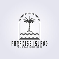paradise island line art coconut tree logo vector illustration design graphic