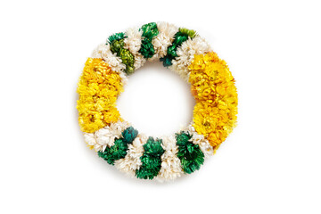 Poster - A Door wreath with helichrysum bracteatum - everlasting flowers