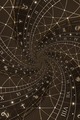 Leinwandbilder - Astrological background with zodiac signs and symbol.