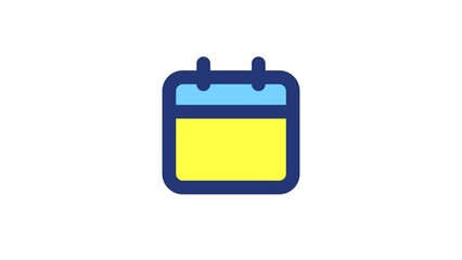 Sticker - Animated schedule color ui icon. Set appointment. Calendar and timetable. Seamless loop HD video with alpha channel on transparent background. Simple filled line RGB pictogram animation