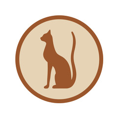 Wall Mural - Silhouette of a cat. Cat logo on a beige background. Pet.