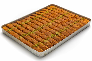 Poster - Closeup of delicious baklava isolated on a white background