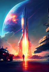 Wall Mural - Explorer 14 spaceship digital art