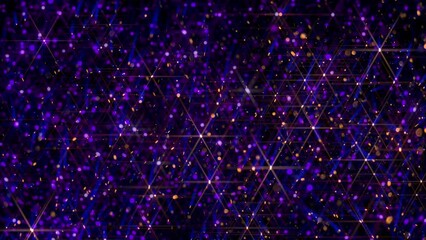 Wall Mural - A composite video of purple and gold light particles trailing in random falling patterns against a dark background.