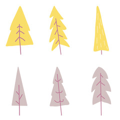 Wall Mural - christmas tree icon. set of cute fir tree icons on white background. vector illustration. holiday ha