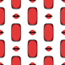 Red Rectangles And Circles, Retro Pattern