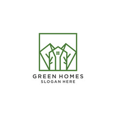 Wall Mural - Green homes  logo vector icon design template