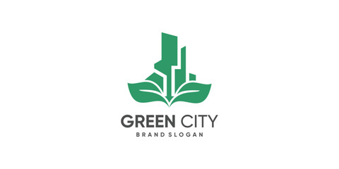 Wall Mural - Green city logo design vector with modern style