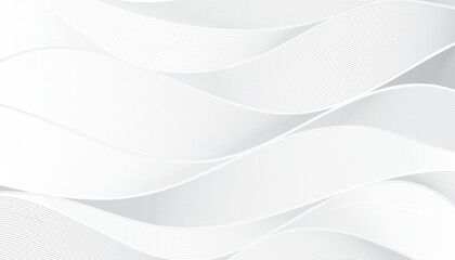 Wall Mural - abstract white and light gray wave line pattern background. modern soft luxury design concept. vecto