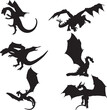 dragon silhouettes on white background