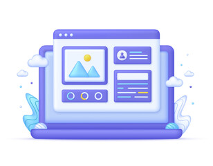 3D Browser window design on Computer. Can be used for many purposes.