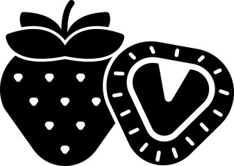 Poster - Strawberry glyph icon.