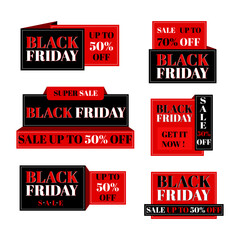 Wall Mural - Collection of flat Black Friday Sale label and banner.